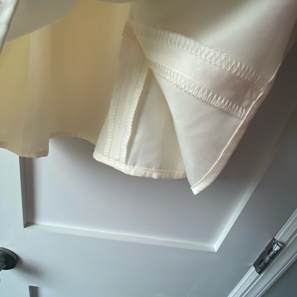 Ivory Satin Sleeveless Faux-Wrap Blouse - Picture 5 of 8